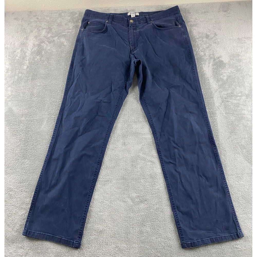 ROWM Mens Navy Blue 5-Pocket Straight Leg Stretch Pants 42x32 Cotton Twill
